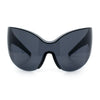 Oversized High Temple Wrap Around Shield Rimless Futurism Sunglasses