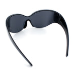 Oversized High Temple Wrap Around Shield Rimless Futurism Sunglasses