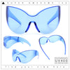 Oversized High Temple Wrap Around Shield Rimless Futurism Sunglasses