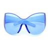 Oversized High Temple Wrap Around Shield Rimless Futurism Sunglasses