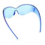 Oversized High Temple Wrap Around Shield Rimless Futurism Sunglasses