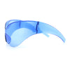 Oversized High Temple Wrap Around Shield Rimless Futurism Sunglasses