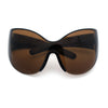 Oversized High Temple Wrap Around Shield Rimless Futurism Sunglasses