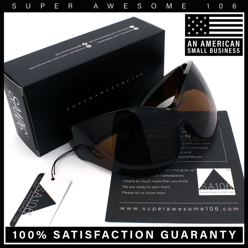 Oversized High Temple Wrap Around Shield Rimless Futurism Sunglasses