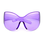 Oversized High Temple Wrap Around Shield Rimless Futurism Sunglasses