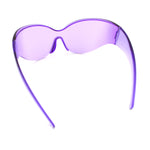 Oversized High Temple Wrap Around Shield Rimless Futurism Sunglasses