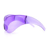 Oversized High Temple Wrap Around Shield Rimless Futurism Sunglasses