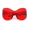 Oversized High Temple Wrap Around Shield Rimless Futurism Sunglasses
