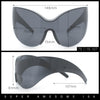 Oversized High Temple Wrap Around Shield Rimless Futurism Sunglasses