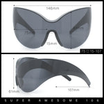 Oversized High Temple Wrap Around Shield Rimless Futurism Sunglasses