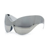 Oversized High Temple Wrap Around Shield Rimless Futurism Sunglasses