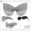 Oversized High Temple Wrap Around Shield Rimless Futurism Sunglasses