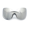 Oversized High Temple Wrap Around Shield Rimless Futurism Sunglasses