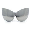 Oversized High Temple Wrap Around Shield Rimless Futurism Sunglasses