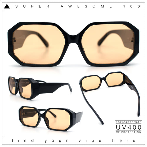 Retro Octagonal Dimensional Plastic Thick Temple Fashion Sunglasses