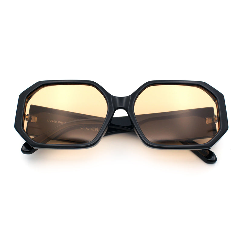 Retro Octagonal Dimensional Plastic Thick Temple Fashion Sunglasses