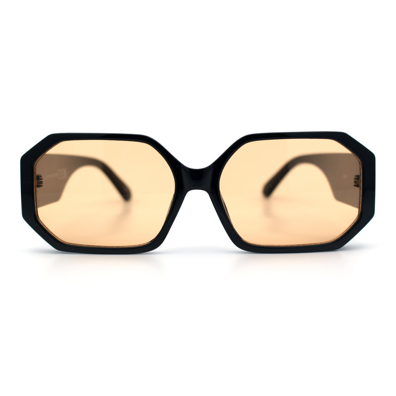 Retro Octagonal Dimensional Plastic Thick Temple Fashion Sunglasses