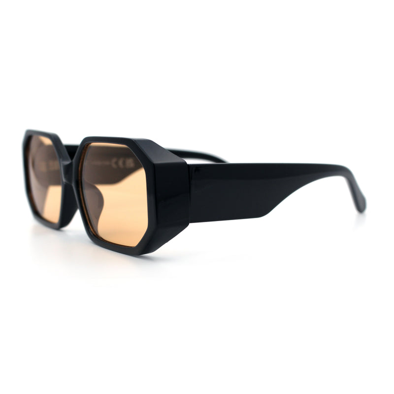 Retro Octagonal Dimensional Plastic Thick Temple Fashion Sunglasses