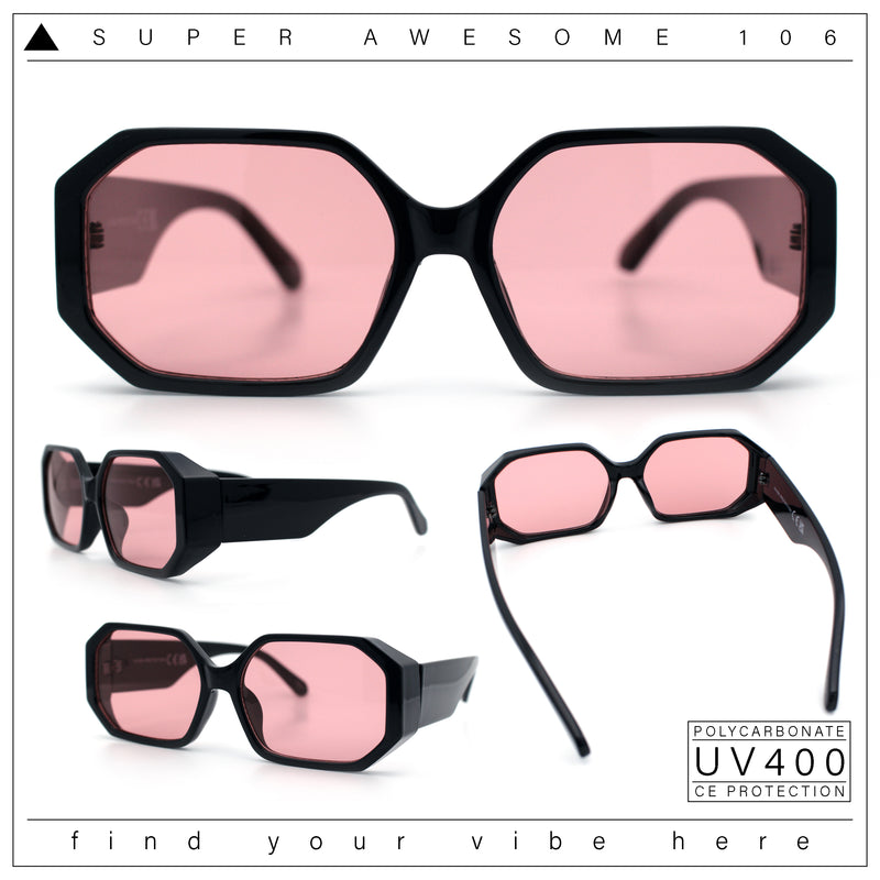 Retro Octagonal Dimensional Plastic Thick Temple Fashion Sunglasses