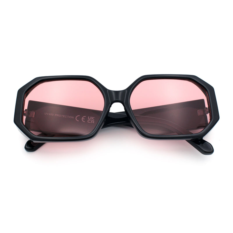 Retro Octagonal Dimensional Plastic Thick Temple Fashion Sunglasses