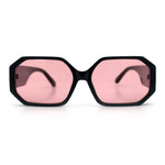Retro Octagonal Dimensional Plastic Thick Temple Fashion Sunglasses