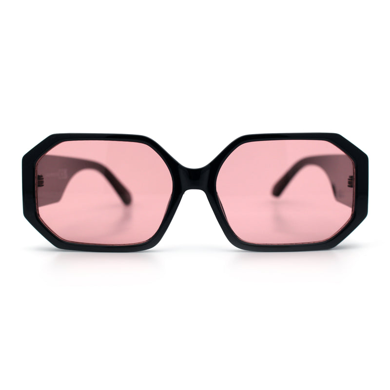 Retro Octagonal Dimensional Plastic Thick Temple Fashion Sunglasses