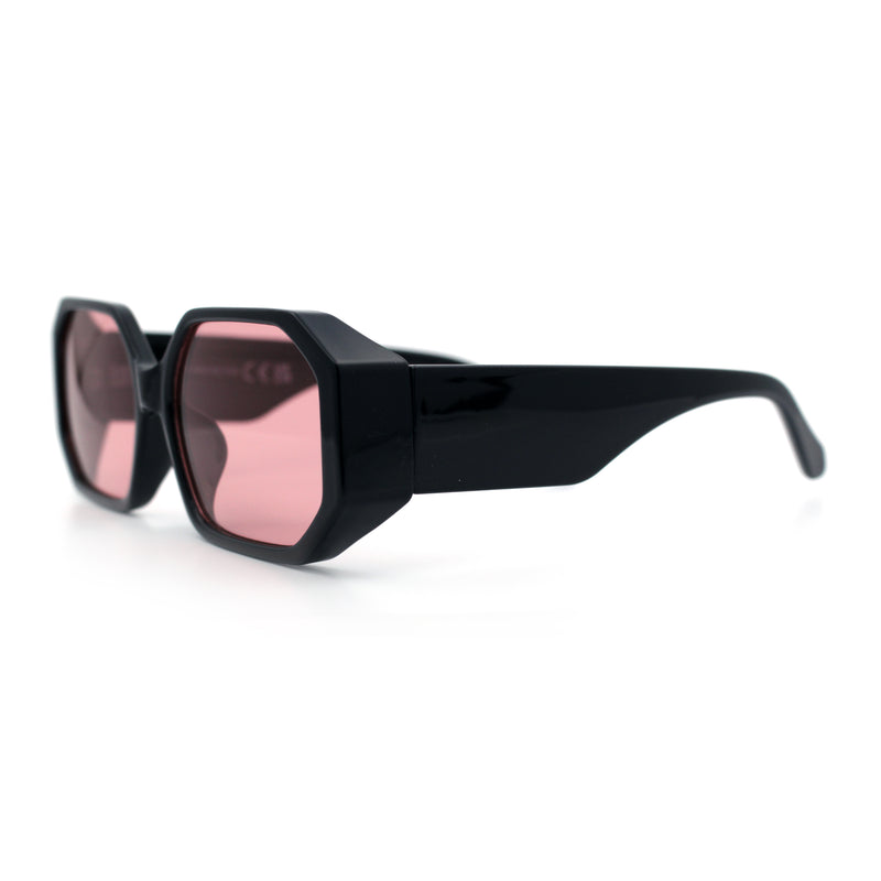 Retro Octagonal Dimensional Plastic Thick Temple Fashion Sunglasses