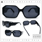 Retro Octagonal Dimensional Plastic Thick Temple Fashion Sunglasses