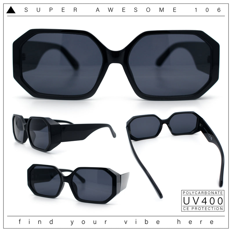 Retro Octagonal Dimensional Plastic Thick Temple Fashion Sunglasses