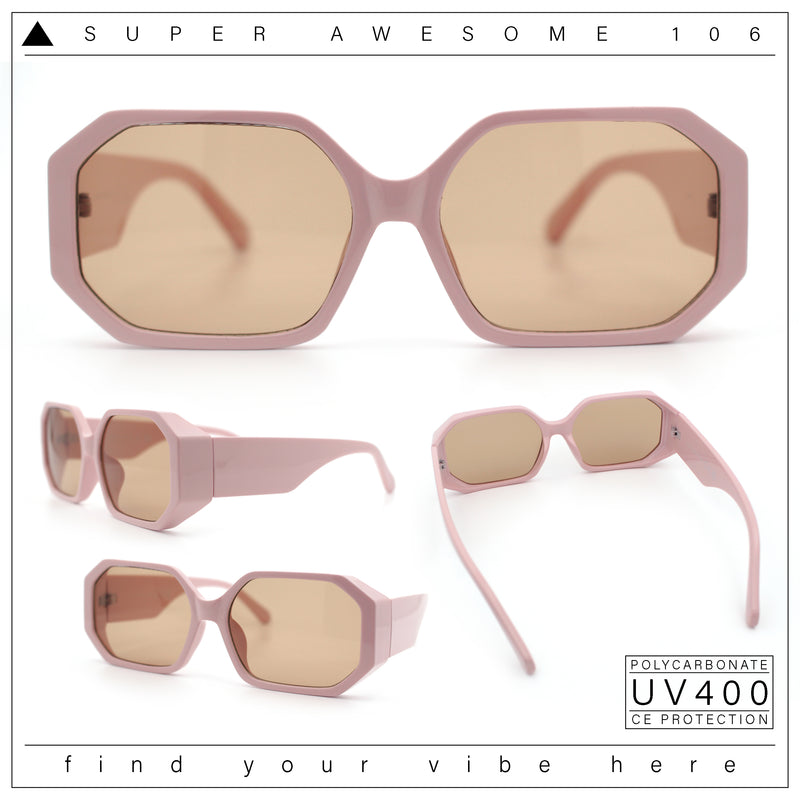 Retro Octagonal Dimensional Plastic Thick Temple Fashion Sunglasses
