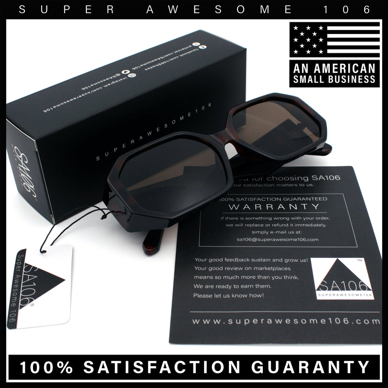Retro Octagonal Dimensional Plastic Thick Temple Fashion Sunglasses