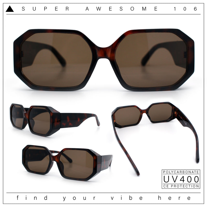 Retro Octagonal Dimensional Plastic Thick Temple Fashion Sunglasses