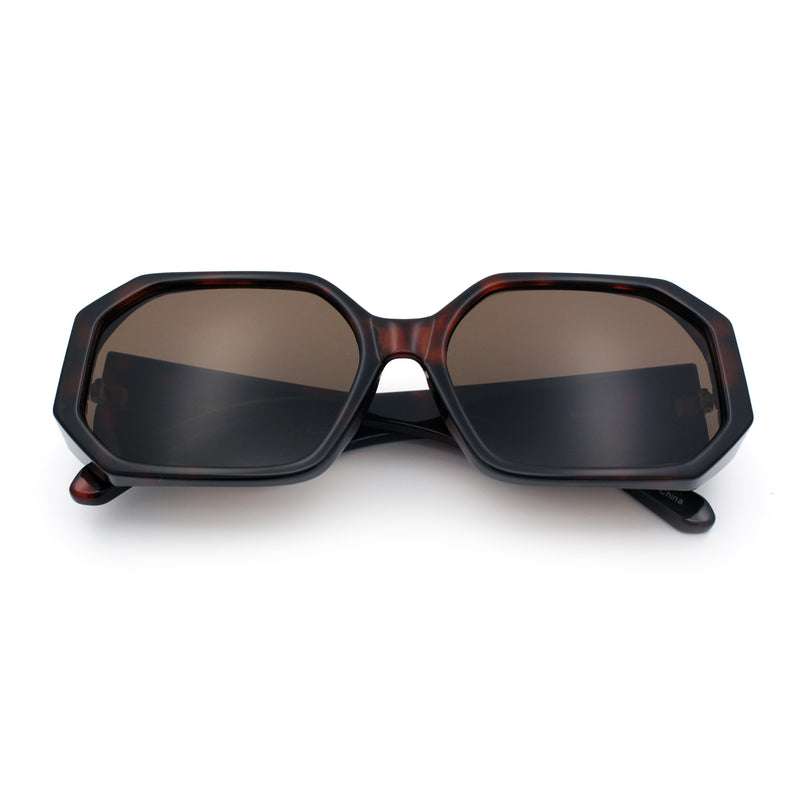 Retro Octagonal Dimensional Plastic Thick Temple Fashion Sunglasses