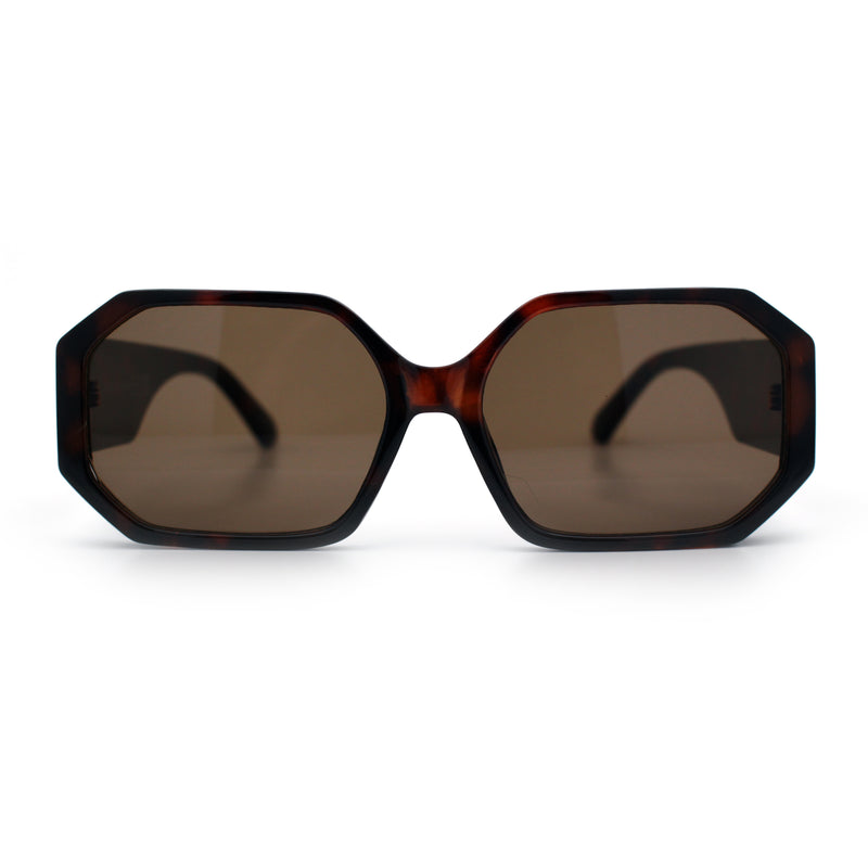 Retro Octagonal Dimensional Plastic Thick Temple Fashion Sunglasses
