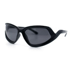 Swan Down Temple Curved Wrap Cat Eye Sport Plastic Sunglasses