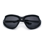 Swan Down Temple Curved Wrap Cat Eye Sport Plastic Sunglasses