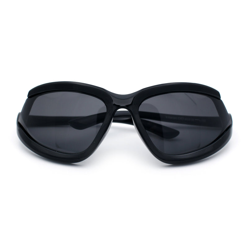 Swan Down Temple Curved Wrap Cat Eye Sport Plastic Sunglasses