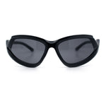 Swan Down Temple Curved Wrap Cat Eye Sport Plastic Sunglasses