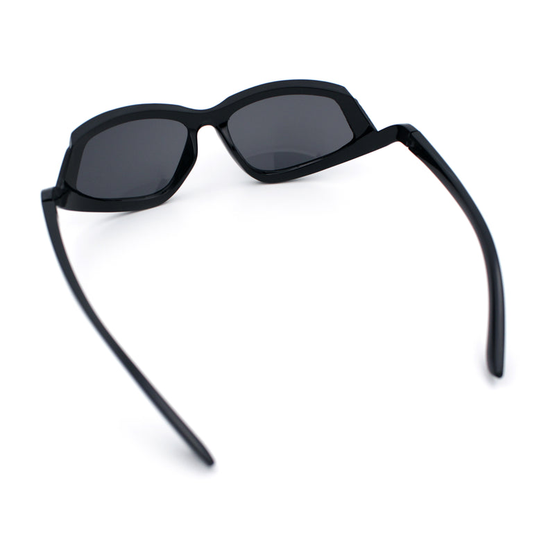 Swan Down Temple Curved Wrap Cat Eye Sport Plastic Sunglasses