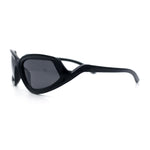 Swan Down Temple Curved Wrap Cat Eye Sport Plastic Sunglasses