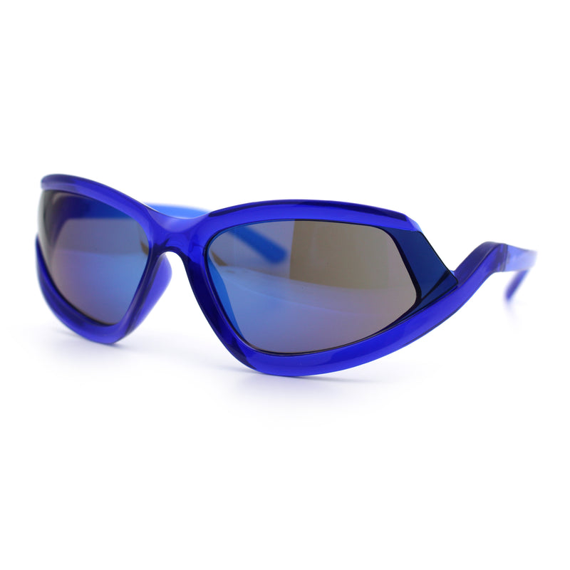 Swan Down Temple Curved Wrap Cat Eye Sport Plastic Sunglasses