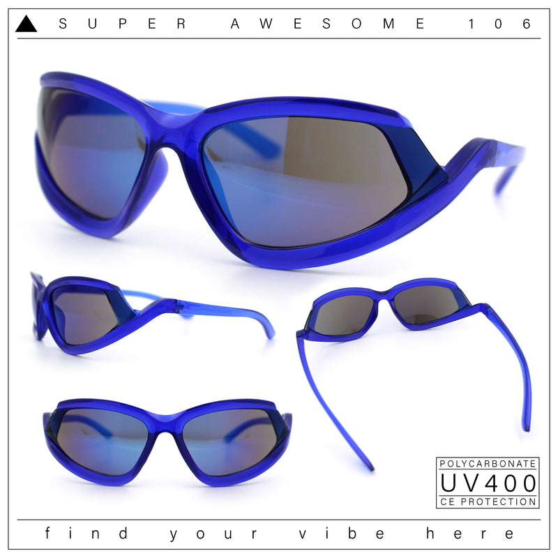 Swan Down Temple Curved Wrap Cat Eye Sport Plastic Sunglasses