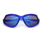 Swan Down Temple Curved Wrap Cat Eye Sport Plastic Sunglasses
