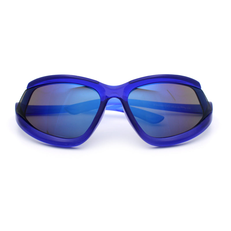 Swan Down Temple Curved Wrap Cat Eye Sport Plastic Sunglasses