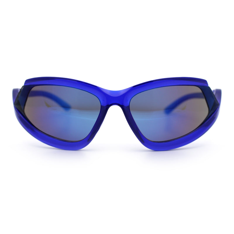 Swan Down Temple Curved Wrap Cat Eye Sport Plastic Sunglasses