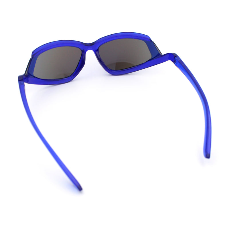 Swan Down Temple Curved Wrap Cat Eye Sport Plastic Sunglasses
