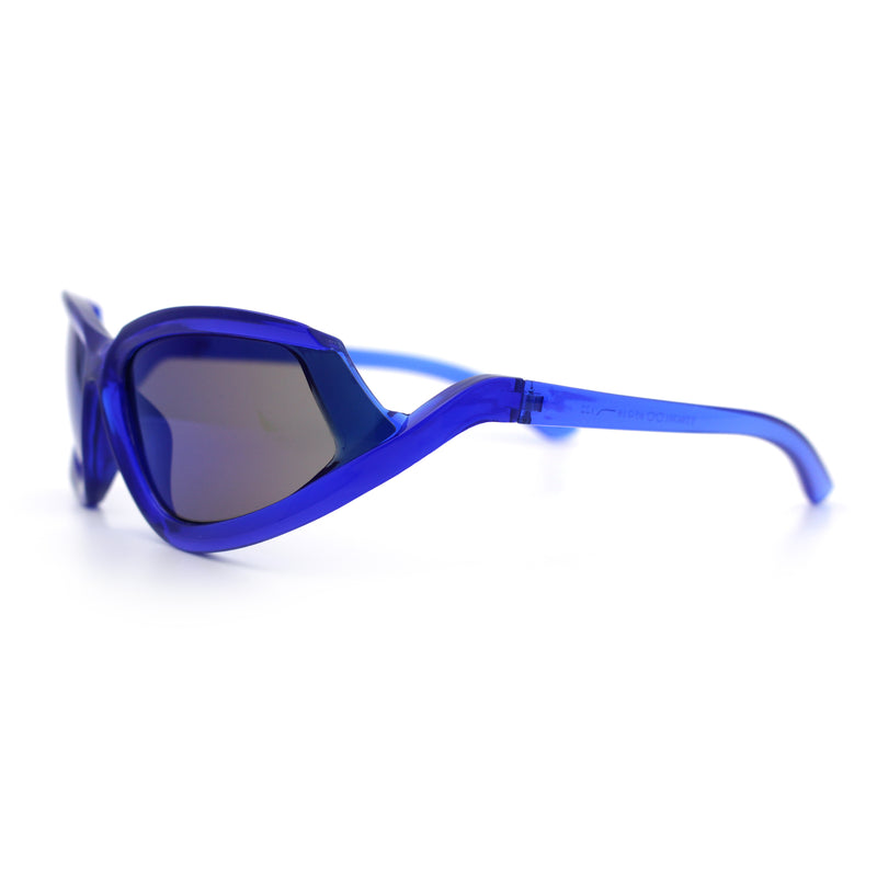 Swan Down Temple Curved Wrap Cat Eye Sport Plastic Sunglasses