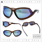 Swan Down Temple Curved Wrap Cat Eye Sport Plastic Sunglasses