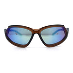 Swan Down Temple Curved Wrap Cat Eye Sport Plastic Sunglasses