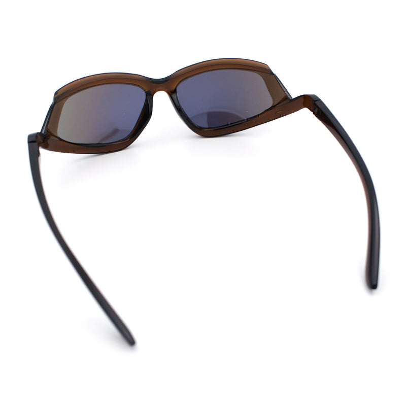 Swan Down Temple Curved Wrap Cat Eye Sport Plastic Sunglasses